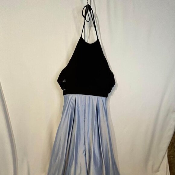 Long satin cut out halter ball gown. Size 9/10. Excellent condition. Built in br - Picture 2 of 12